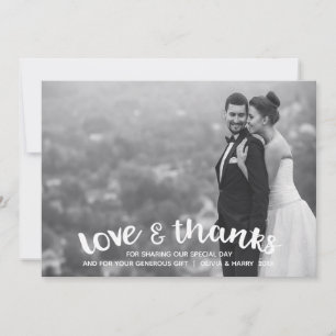 Modern Love & Thanks Wedding Photo Card - Blush