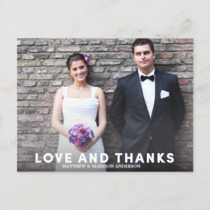 MODERN LOVE & THANKS WEDDING THANK YOU POST CARD