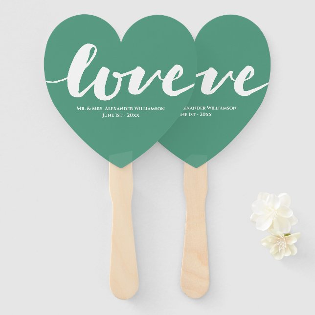 Modern Love Typography Wedding Hand Fan (Front and Back)