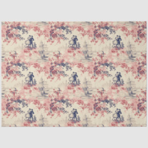 Modern Love Valentine Red Toile de Jouy Pattern Tissue Paper