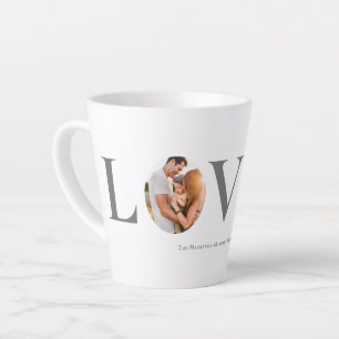 Modern Love Watercolor Hearts Valentines Day Photo Latte Mug