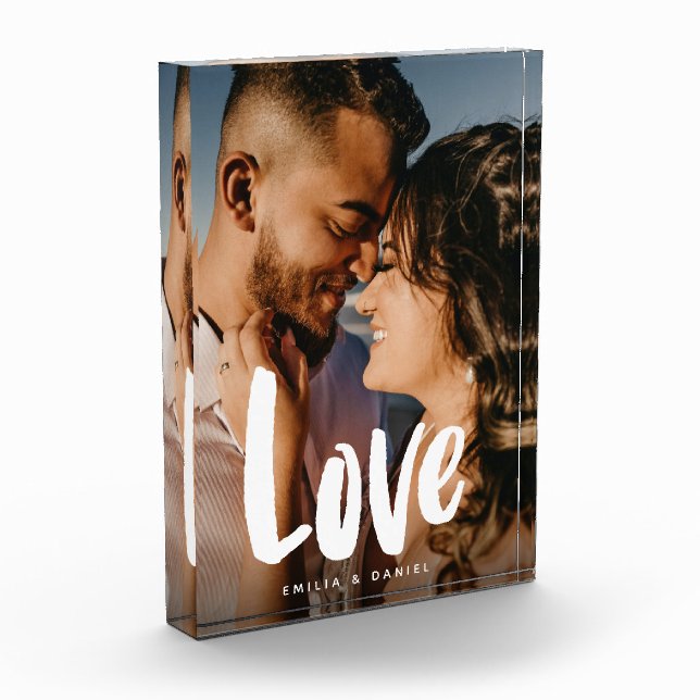 Modern Love Wedding Simple Calligraphy Family  Photo Block (Left)