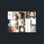 Modern Love White Colour Block Family Photo Collag Canvas Print<br><div class="desc">Modern Love White and Grey Colour Block Family Photo Collage Christmas & New Year Canvas Wall Art - with personalized Love Word, family last name, year, and initial letter, all arranged in an elegant grid layout. This modern and sleek design displays 6 of your own pictures beautifully. Available in several...</div>