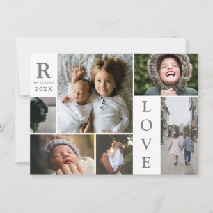Modern Love White Colour Block Family Photo Collag Holiday Card