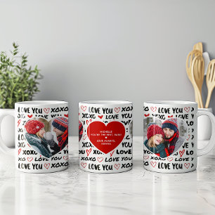 Modern Love You 2 Heart Photos & Personal Message Coffee Mug
