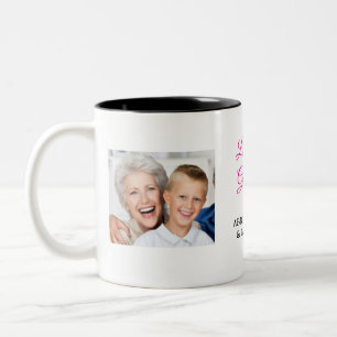 Modern "Love you Grandma" 2-Photo Two-Tone Coffee Mug