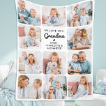 Modern Love You Grandma Personalized 11 Photo Fleece Blanket<br><div class="desc">Introducing our customizable Photo Collage Blanket, a heartfelt and unique gift perfect for the special grandparents in your life. This beautifully designed blanket allows you to showcase 11 of your favourite photos, creating a modern, elegant, and simple collage that exudes warmth and love. Personalize this blanket with the endearing message...</div>