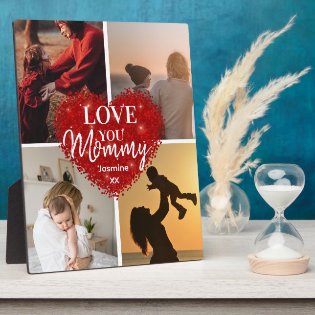 Modern Love You Mom/Mommy/Other Photo Collage  Plaque (Side)