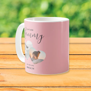Modern Love You Mommy 2 Heart Photo Coffee Mug