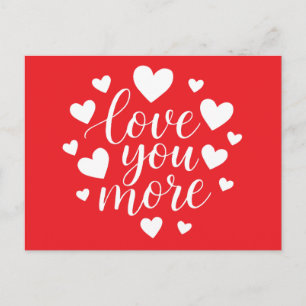 Modern Love You More Quote White Hearts Postcard