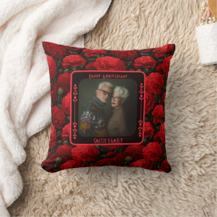 Modern Lovebird Photo Throw Pillow For Anniversary