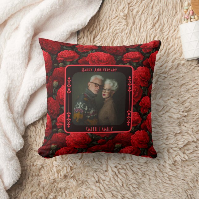 Modern Lovebird Photo Throw Pillow For Anniversary (Blanket)