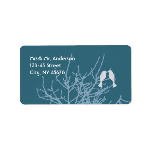 Modern LoveBirds Tree Customizable Wedding Labels