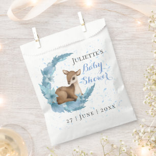 Modern lovely Bambi blue Flowers Dust Baby Shower Favour Bag