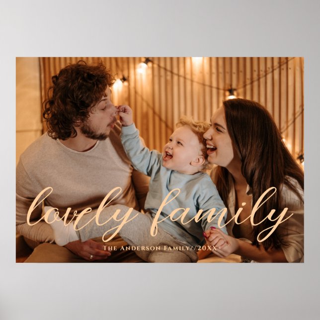 Modern Lovely Family Personalized Script Photo Poster (Front)