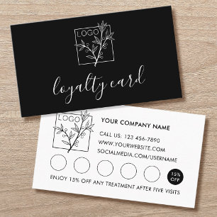 Modern Loyalty Card Business Logo 5 Slots Black