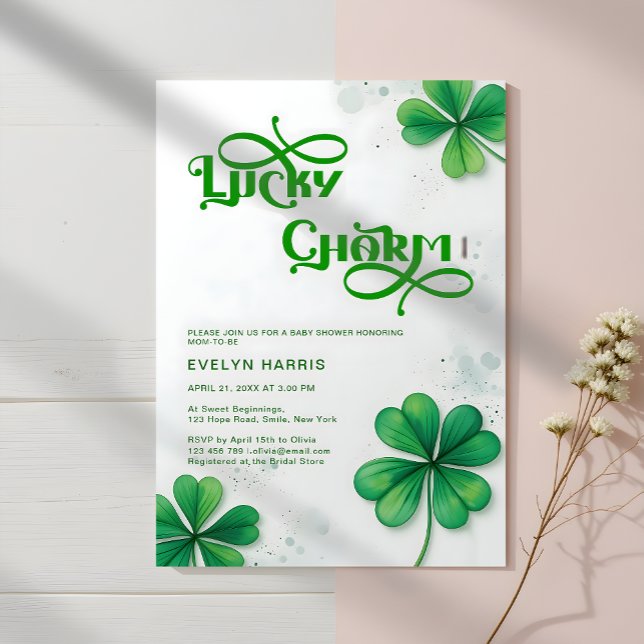 Modern Lucky Charm St. Patrick's Day Baby Shower Invitation (Creator Uploaded)