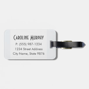 Modern Luggage Tag - Clean Simple, Clear White