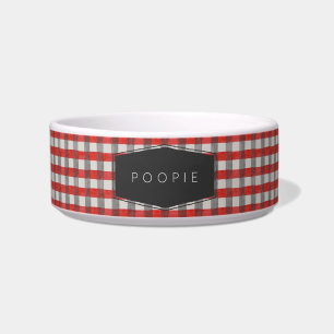 Modern Lumberjack Check Red Plaid Personalized Bowl