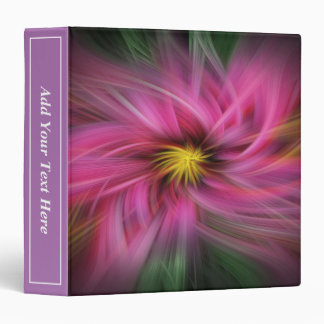 Modern Luminous Pink Green Abstract Flower Art Binder
