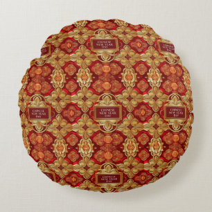 Modern lunar new year modern asian pattern round pillow