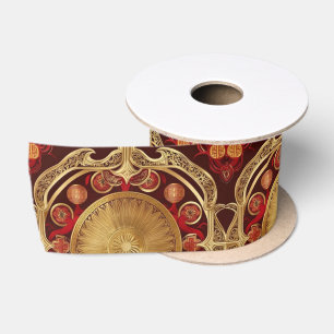 Modern lunar new year modern asian pattern satin ribbon