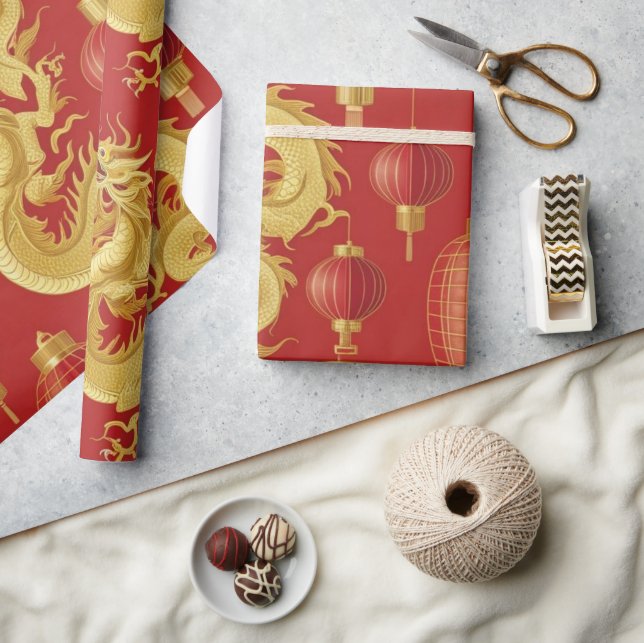 Modern lunar new year modern asian pattern wrapping paper (Crafts)