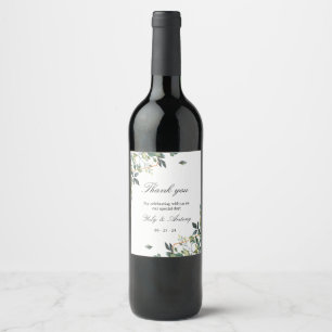 Modern Luxe Geometric Gold Greenery Wine Label