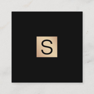 Modern Luxe Gold Monogram Square Business Card