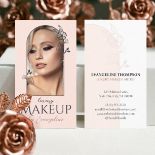 Modern Luxe Makeup Artist Floral Rose Arch Photo Business Card