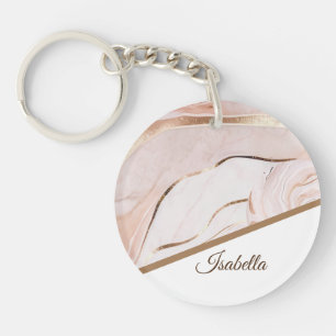 Modern Luxe Marble Rose Gold Keychain