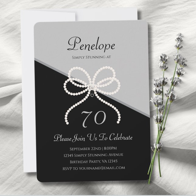 Modern Luxe Simply Stunning 70th Birthday Invitation (A simply stunning 70th birthday invitation for a milestone celebration.)