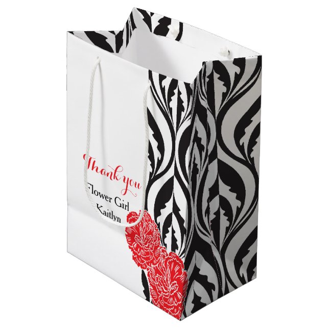 Modern luxe wedding flower girl favour gift bag (Front Angled)