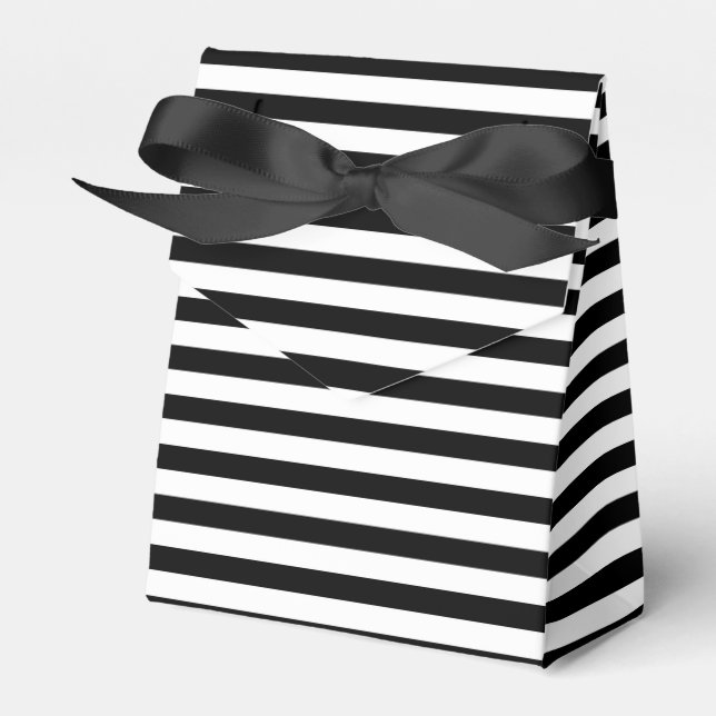 Modern Luxury Black and white stripes pattern Favor Box (Front Side)