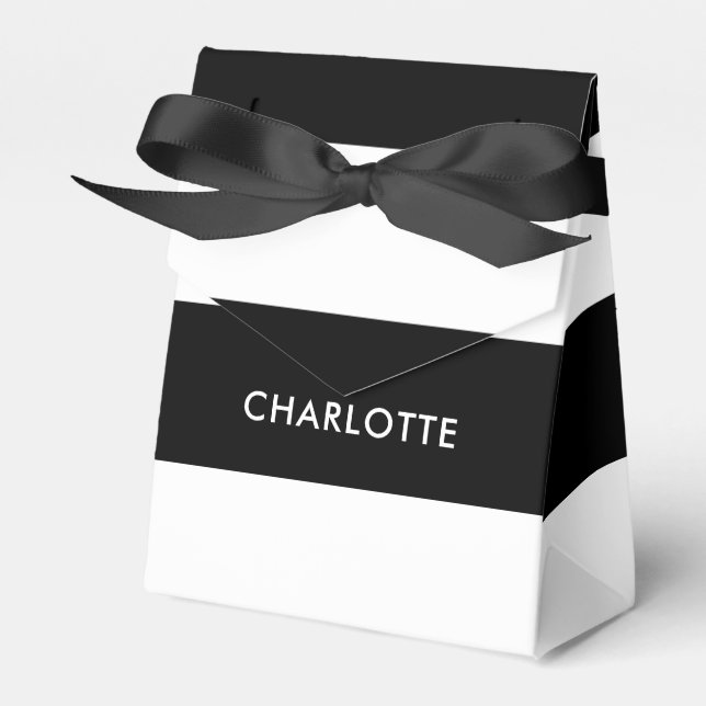 Modern Luxury Black and white stripes pattern Favor Box (Front Side)