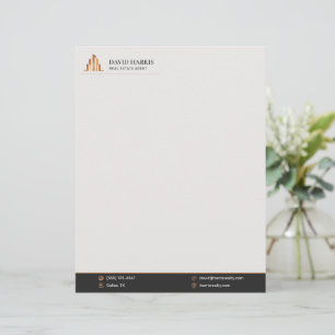 Modern Luxury Black & Copper Real Estate Letterhead