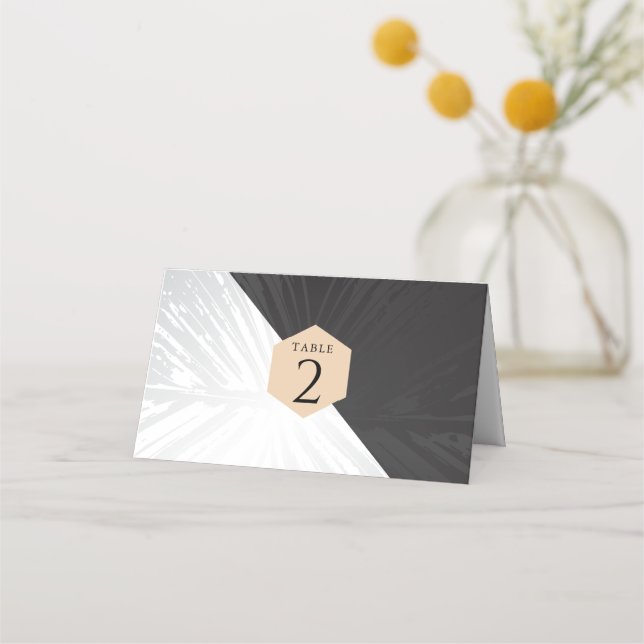 Modern luxury Black&Silver wedding table number 2 Place Card (Front)