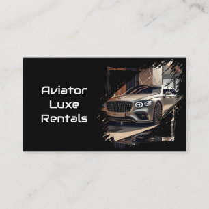 Modern Luxury Car Rental Black & White QR Code Business Card