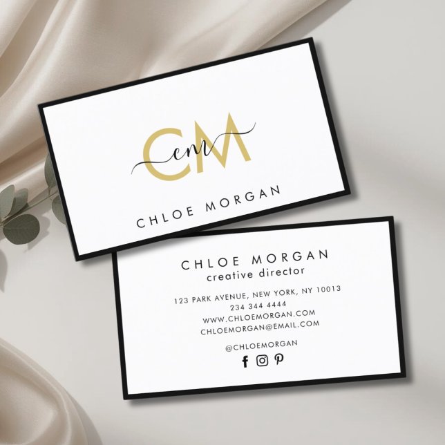 Modern luxury chic black gold script signature business card (Creator Uploaded)