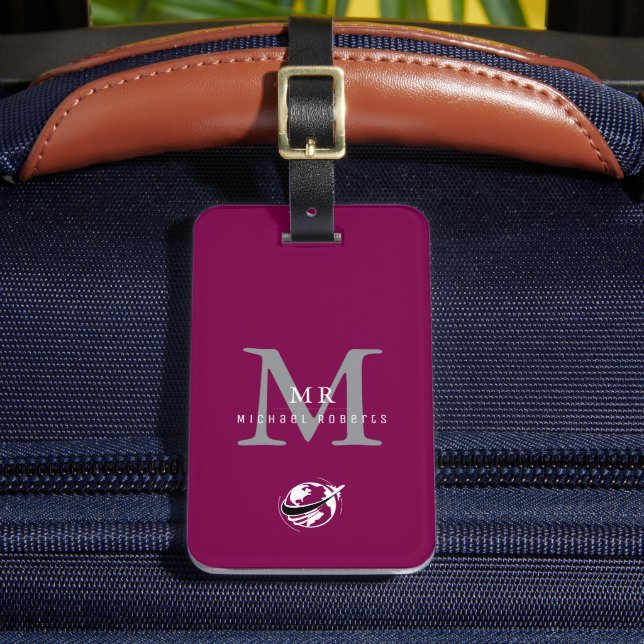 Modern Luxury Custom Monogram, Name Luggage Tag (Front Insitu 2)