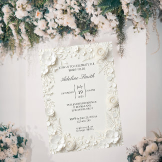 Modern Luxury Floral Elegant  Bridal Shower Invitation