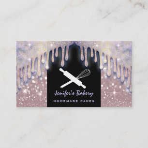 Modern luxury glittery rolling pin whisk bakery business card