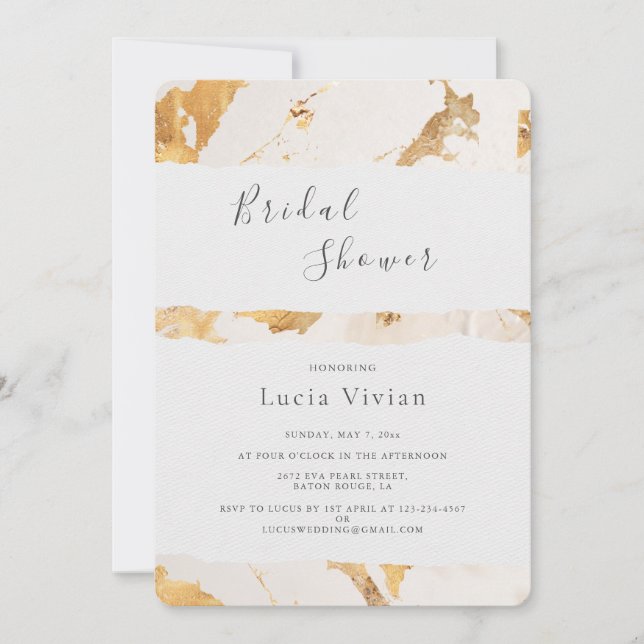 Modern Luxury Gold Abstract Bridal Shower Invitation (Front)
