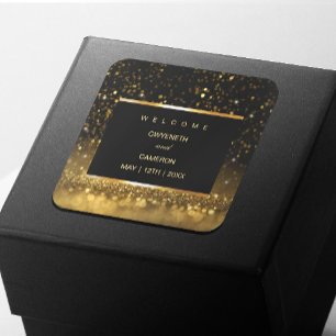 Modern Luxury Gold Black Sparkles  Square Sticker