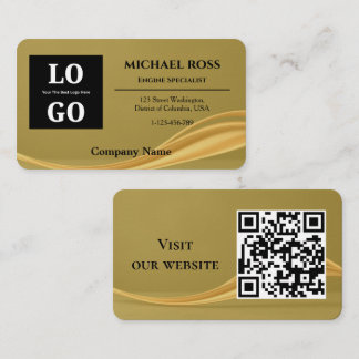 Modern Luxury Gold Custom Logo and QR Code Business Card