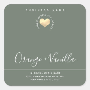Modern luxury gold heart typography  candle  square sticker