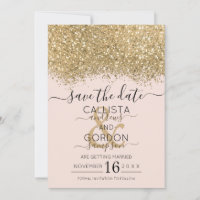 Modern Luxury Gold Pink Glitter Confetti Wedding