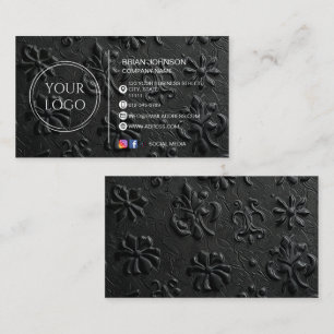 Modern luxury matte black custom logo social media business card