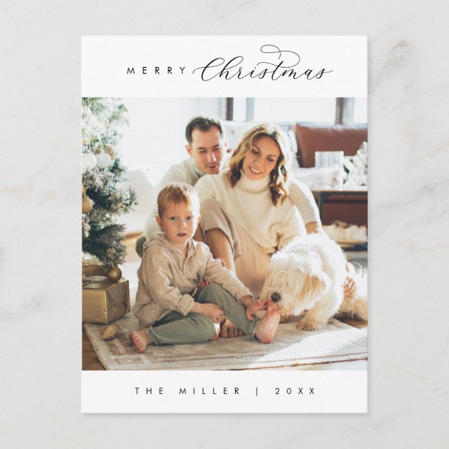 Modern Luxury, Merriest Christmas Family Photo  Postcard (Front)