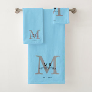 Modern Luxury Monogram Colour Match  Bath Towel Set